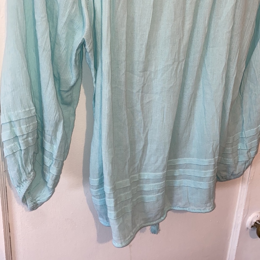 Denim & Supply Ralph Lauren boho long sleeve blouse with ruffles and keyhole - Picture 5 of 8